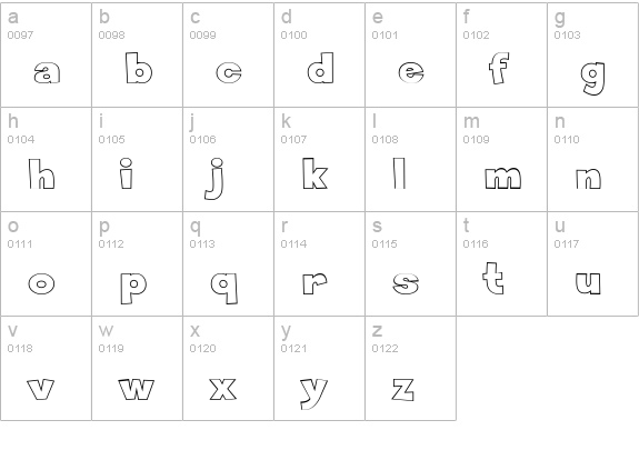 Sneakerhead BTN Outline lowercase a-z preview
