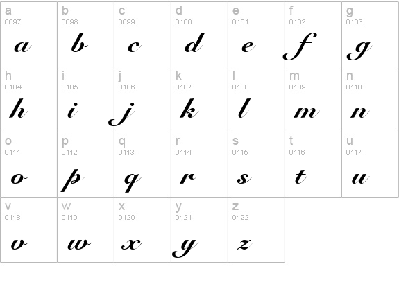 Snell Black BT lowercase a-z preview