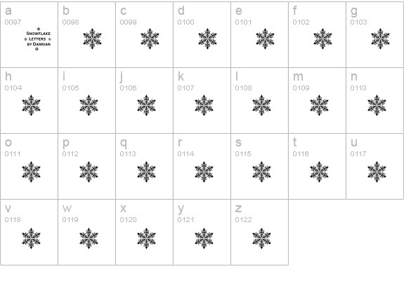 Snowflake Letters lowercase a-z preview