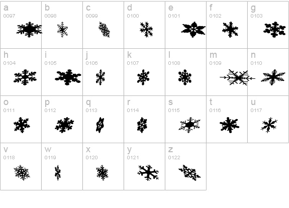 SnowflakesFalling lowercase a-z preview