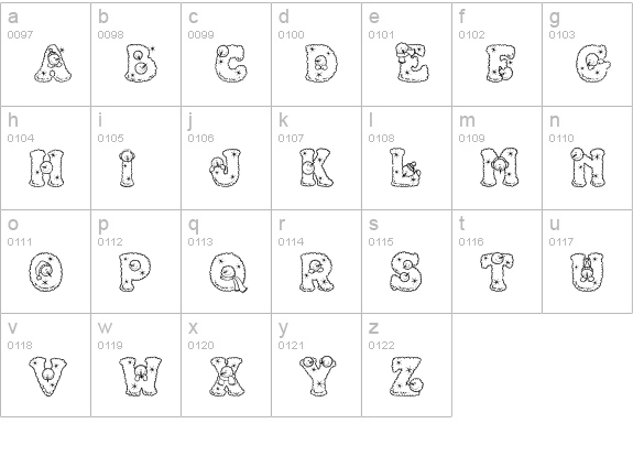Snowpersons lowercase a-z preview