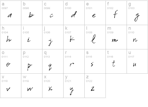 Snowshoe lowercase a-z preview