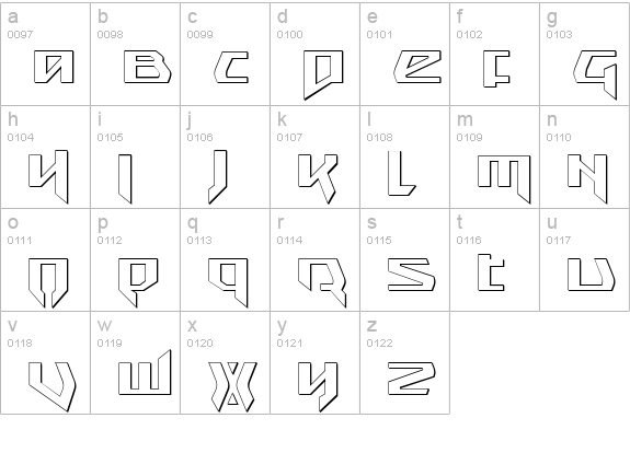 Snubfighter 3D lowercase a-z preview