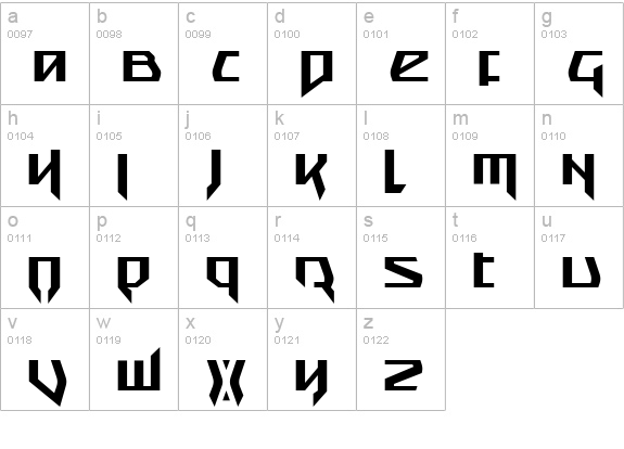 Snubfighter Condensed lowercase a-z preview