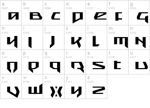 Snubfighter Expanded lowercase a-z preview