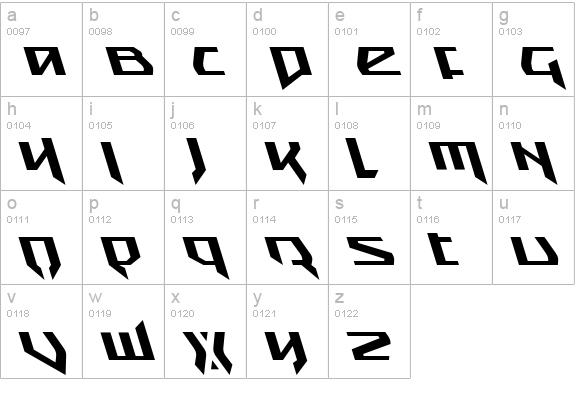 Snubfighter Leftalic lowercase a-z preview