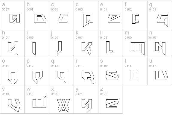Snubfighter Outline lowercase a-z preview