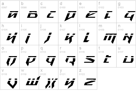 Snubfighter Phaser Italic lowercase a-z preview