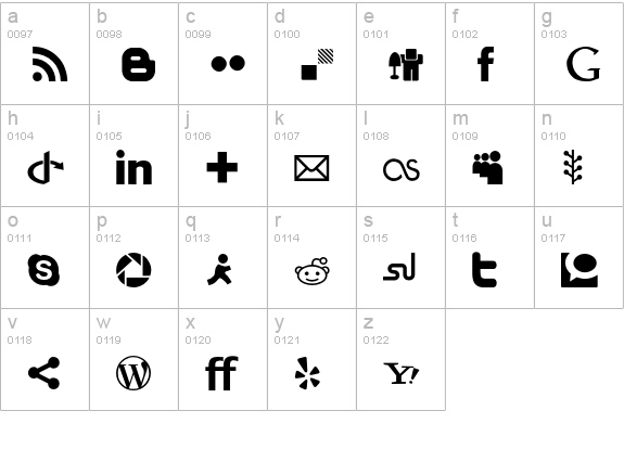 SocialIcons lowercase a-z preview