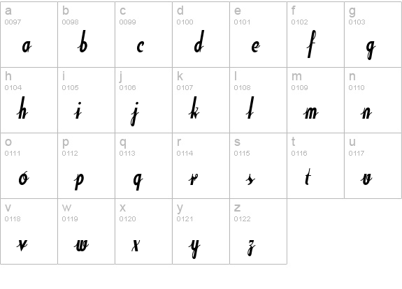 SodaScriptBold lowercase a-z preview