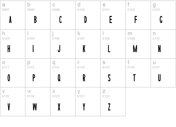 Sophisticated Slims
 lowercase a-z preview