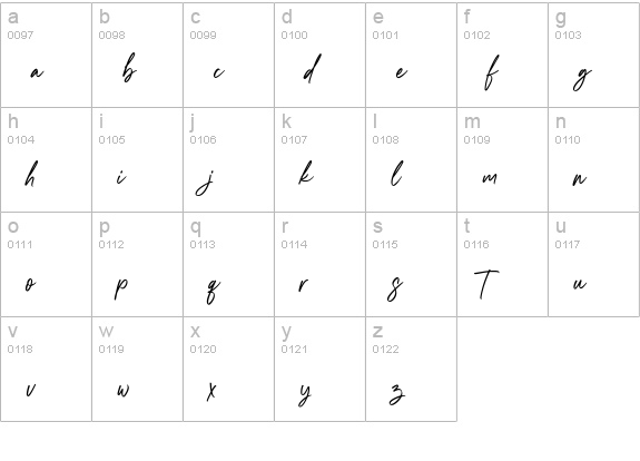 Southland Letter Handwritten Font lowercase a-z preview