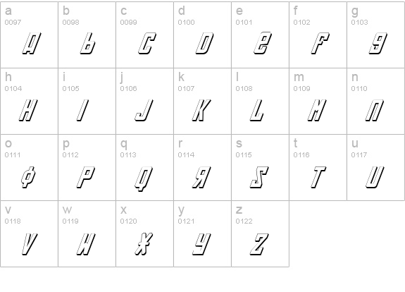 Soviet 3D Italic lowercase a-z preview