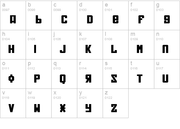 Soviet Bold Expanded lowercase a-z preview