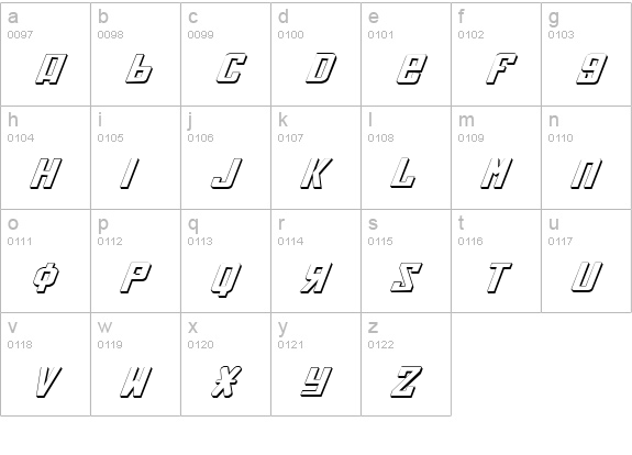 Soviet ExpItal 3D lowercase a-z preview