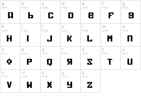 Soviet X-Expanded lowercase a-z preview