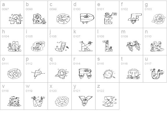 Space Attack lowercase a-z preview