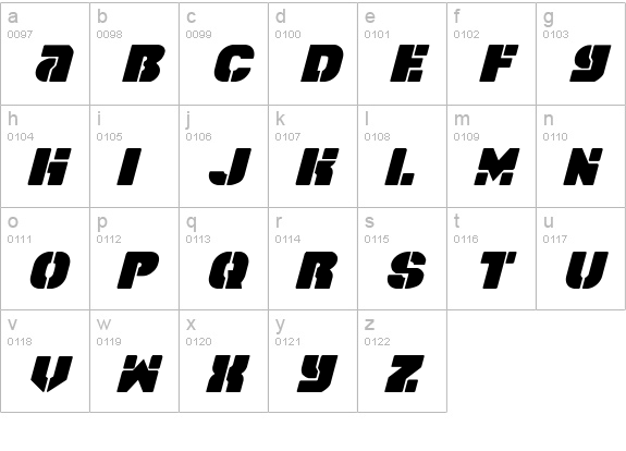 Space Cruiser Italic lowercase a-z preview