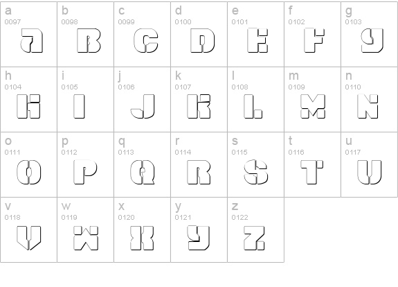 Space Cruiser Shadow lowercase a-z preview
