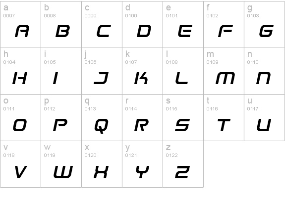 Space Frigate Italic lowercase a-z preview