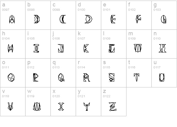 Space Gimboid lowercase a-z preview