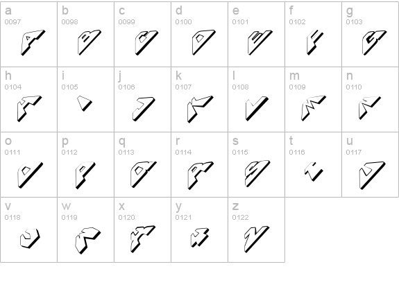 SpaceAttacks lowercase a-z preview