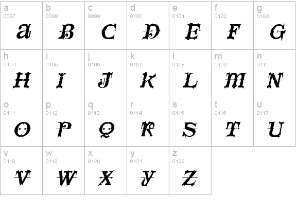 SpaceIvey Italic lowercase a-z preview