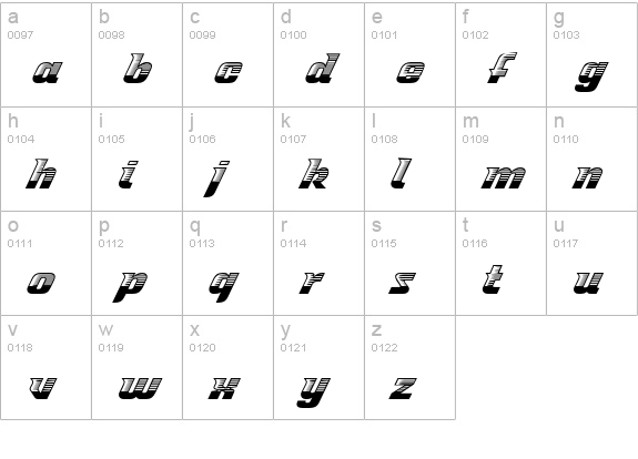 Spacelord Four lowercase a-z preview
