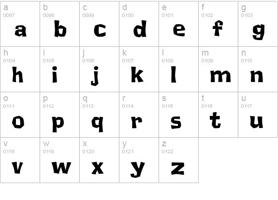 Spazorific-Regular lowercase a-z preview
