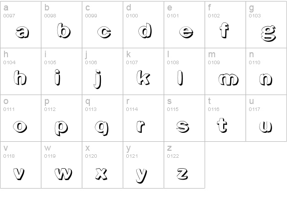 Sphericals-Shadow lowercase a-z preview
