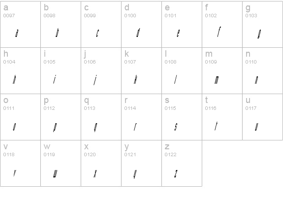 Splain Italic lowercase a-z preview