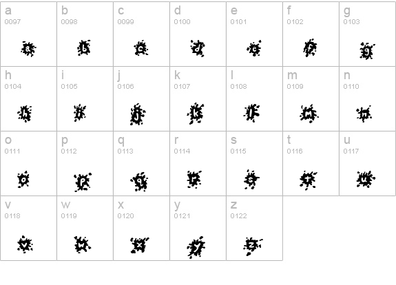 Splats lowercase a-z preview