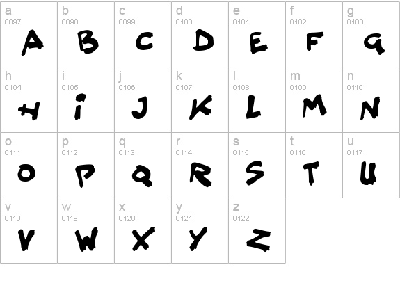 Splatter Kings lowercase a-z preview