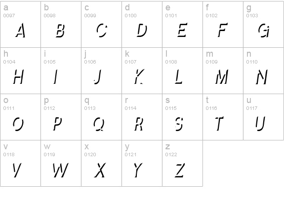 Splendid Stencil Regular lowercase a-z preview