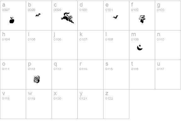 Spooky Regular lowercase a-z preview