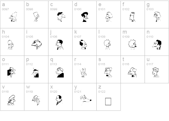 Springfield MugShots lowercase a-z preview