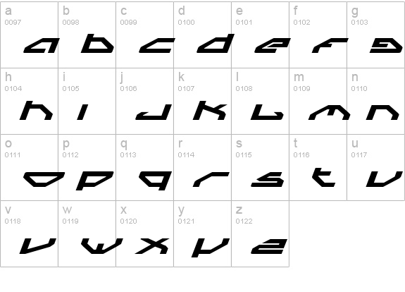 Spylord Bold Expanded Italic lowercase a-z preview