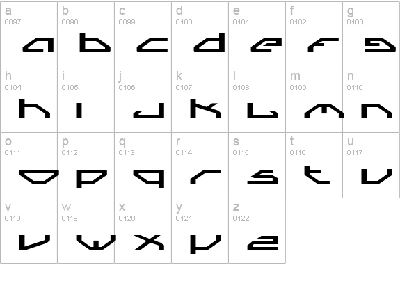Spylord Expanded lowercase a-z preview