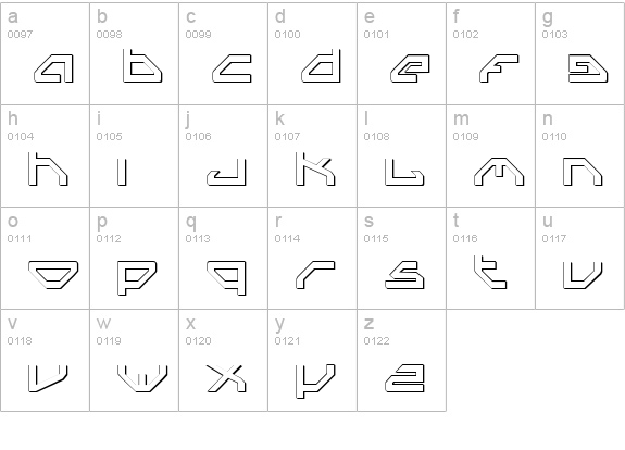 Spylord Outline lowercase a-z preview