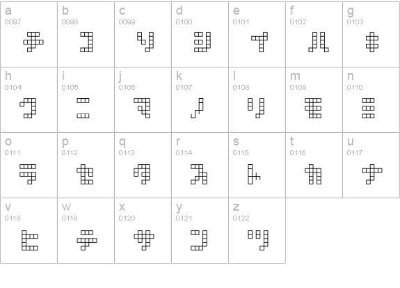 square type kana lowercase a-z preview