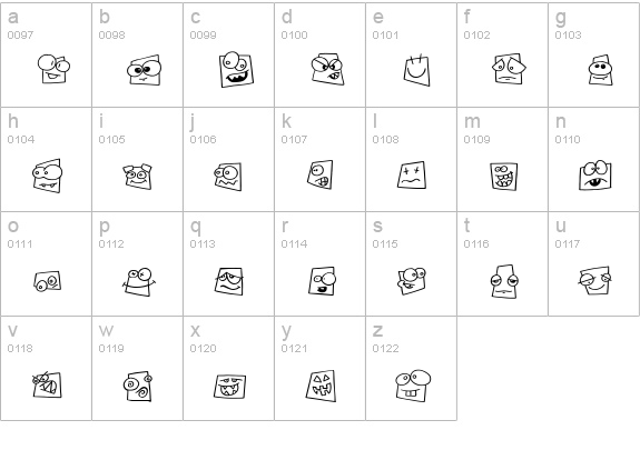 Squareheads lowercase a-z preview