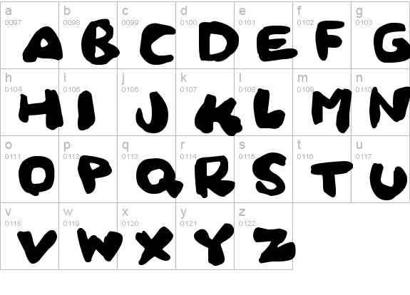 Squidgy
 lowercase a-z preview