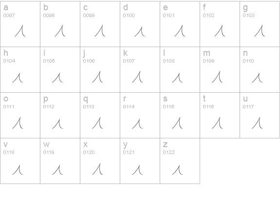 Squiggley Italic lowercase a-z preview
