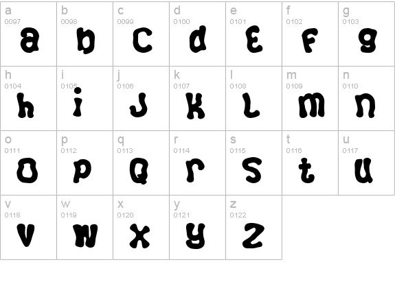 Squizzlie lowercase a-z preview