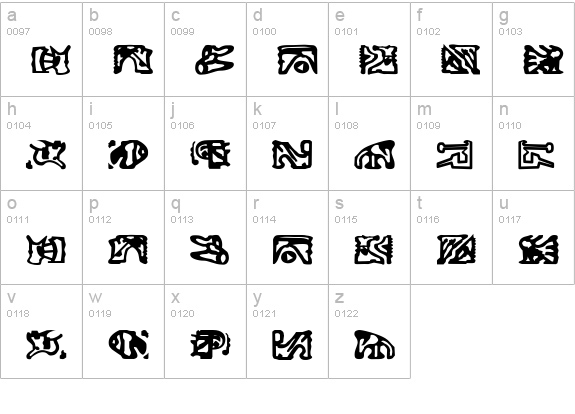 ST Bajoran Ideogram lowercase a-z preview