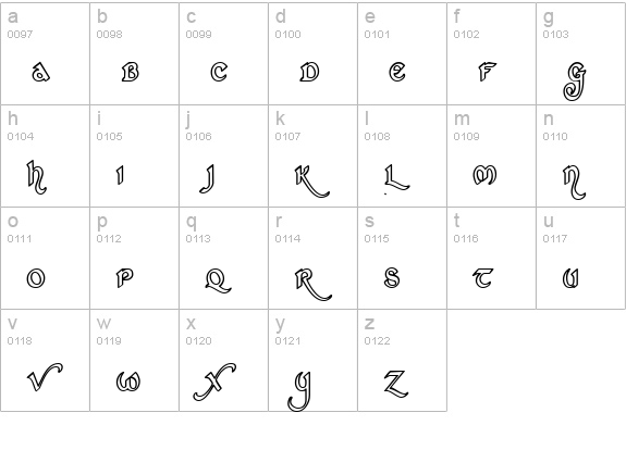 St Charles Hollow lowercase a-z preview