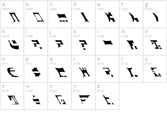 ST semi-canon Gothic Ferengi lowercase a-z preview