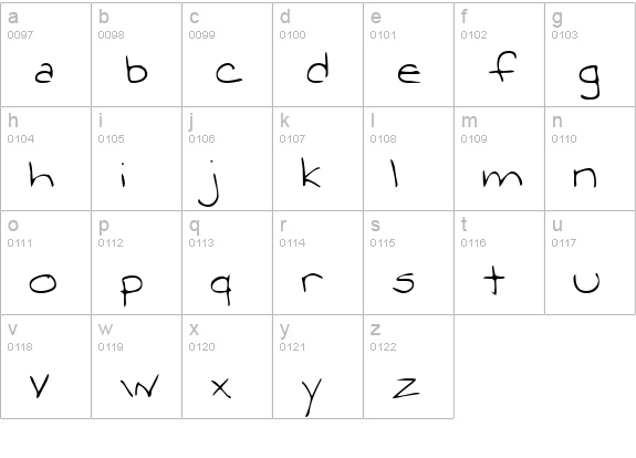 StacysHand Regular lowercase a-z preview