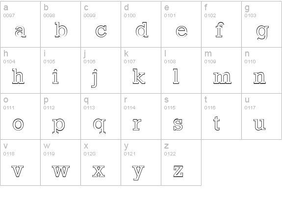 StaffordOutline-Regular lowercase a-z preview