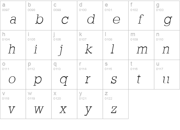 StaffordSerial-Xlight-Italic lowercase a-z preview